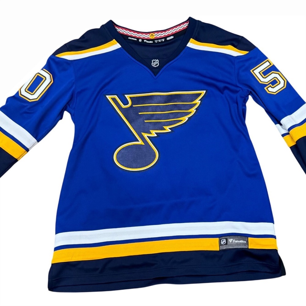 Fanatics St Louis Blues Jordan‎ Binnington 50 NHL Jersey Womens XL Blue Hockey